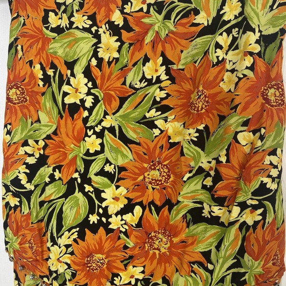 VTG Women's Floral Beaded Midi Length Dress Size 14 Orange Tie Waist CDC Wear - Picture 4 of 11